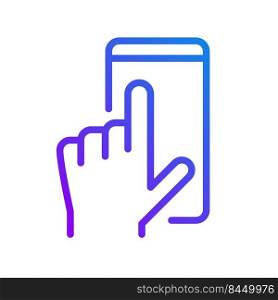 Mobile phone using pixel perfect gradient linear vector icon. Communication technology. Application interface. Thin line color symbol. Modern style pictogram. Vector isolated outline drawing. Mobile phone using pixel perfect gradient linear vector icon