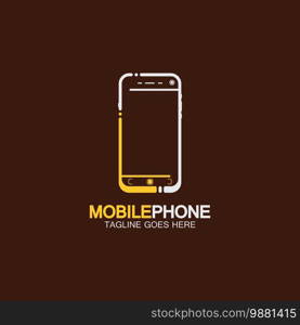 Mobile phone vector icon logo template concept illustration. Smartphone creative sign. Modern technology. Cellphone symbol. Tablet PC icon. Design element.