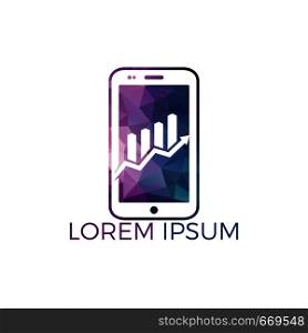 Mobile Phone with arrow launch business and technology logo design. Growth creative symbol concept. Increase, bank profit, grow up arrow abstract business logo. Stock finance market, progress line, graph chart icon.