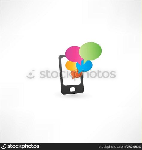 mobile phone with communication bubbles