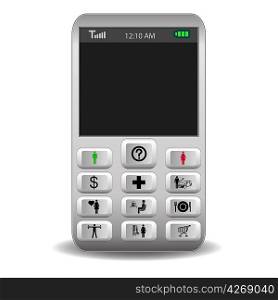 mobile phone with icons on the buttons call