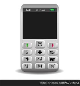 mobile phone with icons on the buttons call