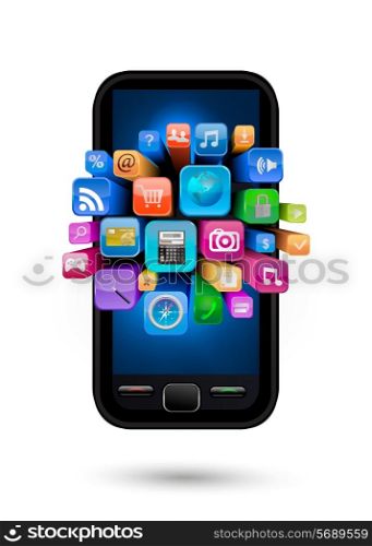 mobile phone with icons. Vector