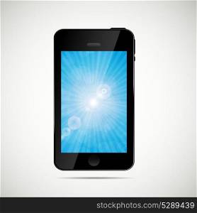 Mobile phone with nature screen vector illustration