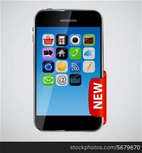 Mobile Phone with Red Label Vector Illustration. EPS10