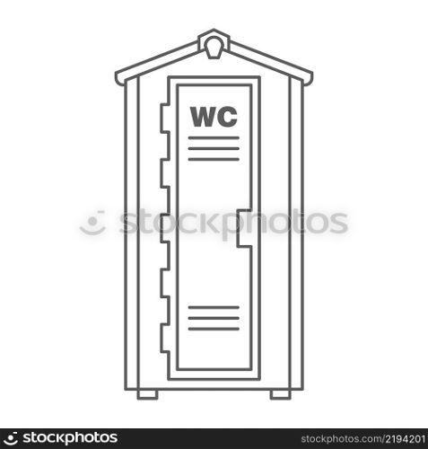 Mobile portable bio toilet outline icon. Front view. Blue plastic closet WC. Vector iIllustration isolated on white background.. Mobile portable bio toilet outline icon. Front view. Blue plastic closet WC. Vector illustration
