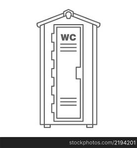 Mobile portable bio toilet outline icon. Front view. Blue plastic closet WC. Vector iIllustration isolated on white background.. Mobile portable bio toilet outline icon. Front view. Blue plastic closet WC. Vector illustration