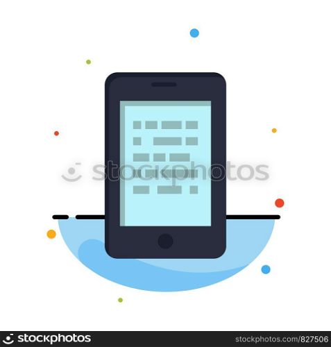 Mobile, Read, Data, Secure, E learning Abstract Flat Color Icon Template