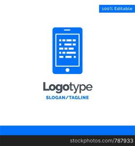 Mobile, Read, Data, Secure, E learning Blue Solid Logo Template. Place for Tagline