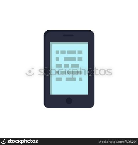 Mobile, Read, Data, Secure, E learning Flat Color Icon. Vector icon banner Template