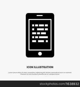 Mobile, Read, Data, Secure, E learning solid Glyph Icon vector