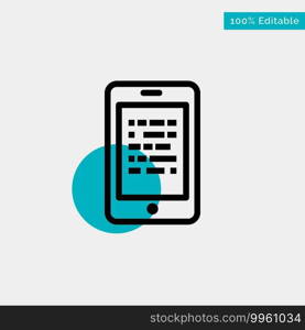 Mobile, Read, Data, Secure, E learning turquoise highlight circle point Vector icon
