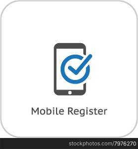 Mobile Register Icon. Online Learning. Flat Design.