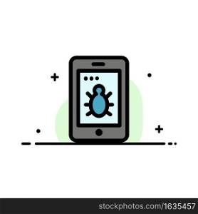 Mobile, Security, Bug  Business Flat Line Filled Icon Vector Banner Template