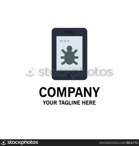Mobile, Security, Bug Business Logo Template. Flat Color