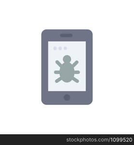 Mobile, Security, Bug Flat Color Icon. Vector icon banner Template