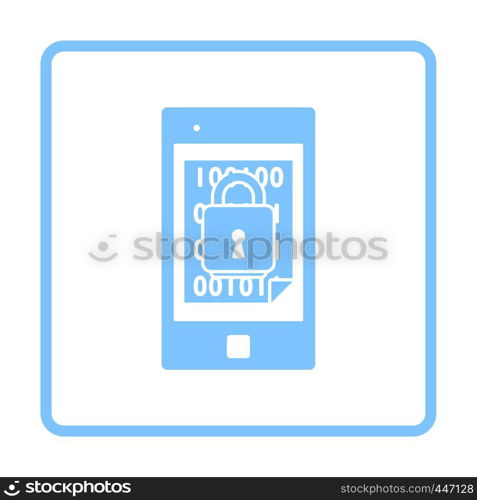 Mobile Security Icon. Blue Frame Design. Vector Illustration.