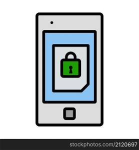 Mobile Security Icon. Bold outline design with editable stroke width. Vector Illustration.