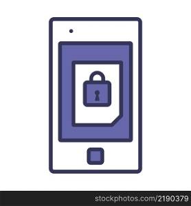 Mobile Security Icon. Editable Bold Outline With Color Fill Design. Vector Illustration.