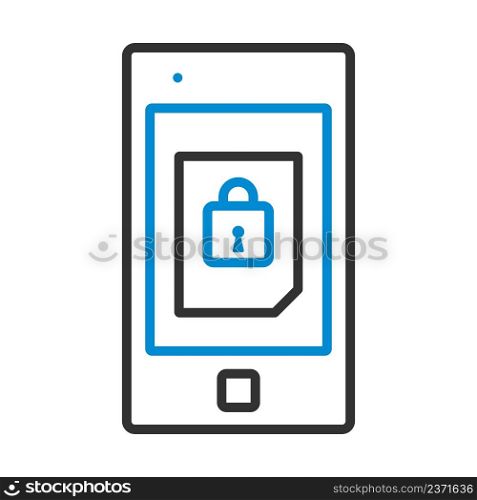 Mobile Security Icon. Editable Bold Outline With Color Fill Design. Vector Illustration.