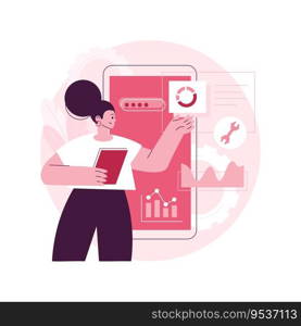 Mobile SEO abstract concept vector illustration. Mobile optimization, SEO service, search engine marketing, navigation menu bar, agency corporate website, UI element design abstract metaphor.. Mobile SEO abstract concept vector illustration.