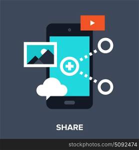 mobile share. Abstract vector illustration of share flat design concept.