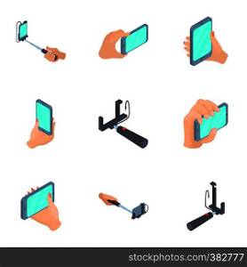 Mobile shooting icons set. Cartoon illustration of 9 mobile shooting vector icons for web. Mobile shooting icons set, cartoon style