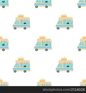 Mobile shop truck with big ice cream cup pattern seamless background texture repeat wallpaper geometric vector. Mobile shop truck with big ice cream cup pattern seamless vector