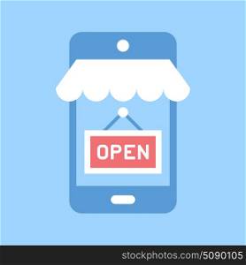 mobile shopping. Abstract vector illustration of mobile shopping flat design concept.