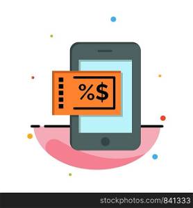Mobile, Shopping, Discount Abstract Flat Color Icon Template