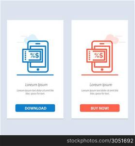 Mobile, Shopping, Discount Blue and Red Download and Buy Now web Widget Card Template