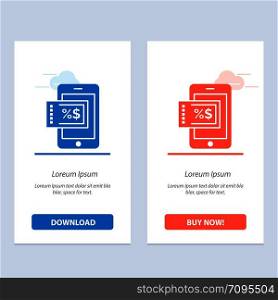 Mobile, Shopping, Discount Blue and Red Download and Buy Now web Widget Card Template