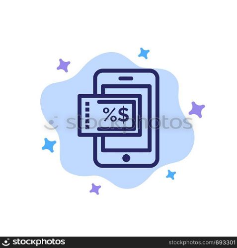 Mobile, Shopping, Discount Blue Icon on Abstract Cloud Background