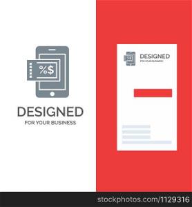 Mobile, Shopping, Discount Grey Logo Design and Business Card Template