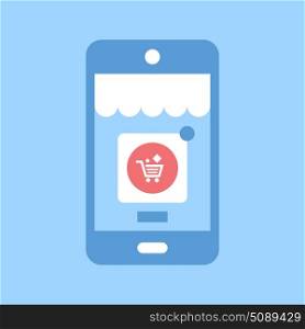 Mobile Shopping. Vector illustration of mobile shopping flat design concept.. Mobile Shopping