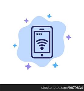 Mobile, Sign, Service, Wifi Blue Icon on Abstract Cloud Background