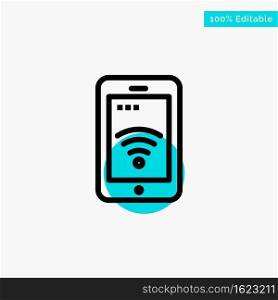 Mobile, Sign, Service, Wifi turquoise highlight circle point Vector icon