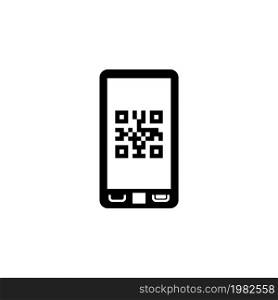 Mobile Smartphone QR Code. Flat Vector Icon illustration. Simple black symbol on white background. Mobile Smartphone QR Code sign design template for web and mobile UI element. Mobile Smartphone QR Code Flat Vector Icon