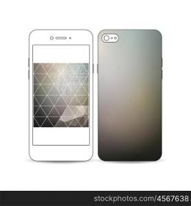 Mobile smartphone with an example of the screen and cover design isolated on white background. Microchip background, electrical circuits, science design vector template.