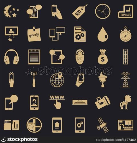 Mobile soft icons set. Simple set of 36 mobile soft vector icons for web for any design. Mobile soft icons set, simple style
