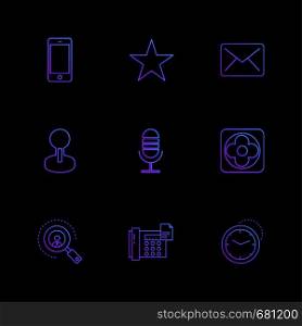 mobile , star , mail , mic , search , telephone , clock , icon, icons, set, line, vector, business, sign, symbol, outline,