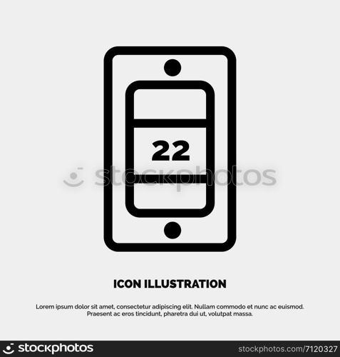 Mobile, Sun, Temperature Line Icon Vector