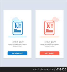 Mobile, Tag, OnEducation  Blue and Red Download and Buy Now web Widget Card Template