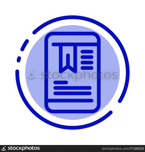Mobile, Tag, OnEducation Blue Dotted Line Line Icon