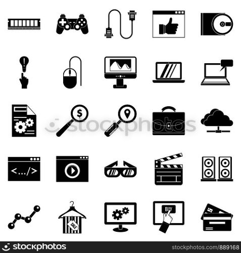 Mobile tech icons set. Simple set of 25 mobile tech vector icons for web isolated on white background. Mobile tech icons set, simple style