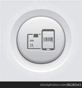 Mobile Tracking Services Icon. Mobile Tracking Services Icon. Mobile Devices and Services Concept Grey Button Design