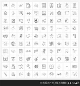 Mobile UI Line Icon Set of 100 Modern Pictograms of basket, fruit basket, golf, basket, floppy Vector Illustration