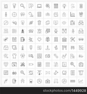 Mobile UI Line Icon Set of 100 Modern Pictograms of computer, check, maximize, label, bookmark Vector Illustration