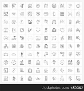 Mobile UI Line Icon Set of 100 Modern Pictograms of left, arrow, beauty, siren, hospital Vector Illustration