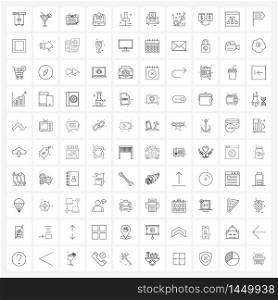 Mobile UI Line Icon Set of 100 Modern Pictograms of pc, data, wine, cloud, months Vector Illustration